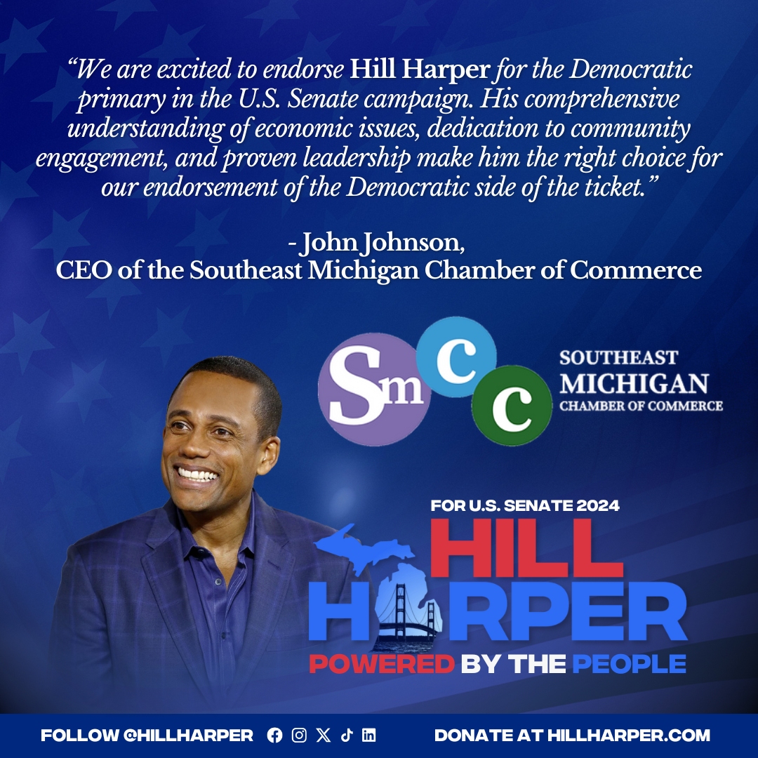 US Senate Candidate Hill Harper Endorsed By Southeast Michigan Chamber